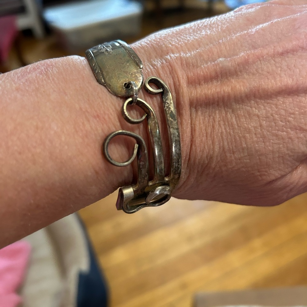 Recycled Fork Unique Silver Bracelet artist made. Needs cleaned never worn